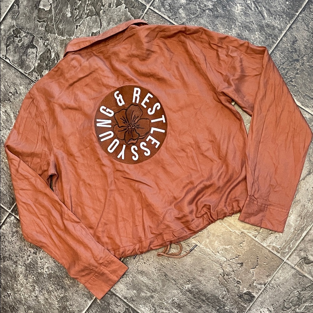 SPYKAR Ladies Rust Bomber Shirt Jacket with Graphic Back Urban Grunge Streetwear